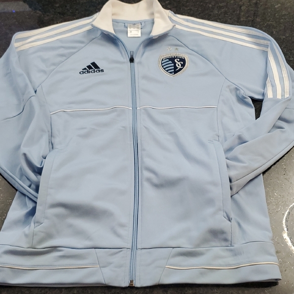 adidas Other - Kansas City Sporting Adidas Sky Blue Zip-Up Jacket With Logo On Chest